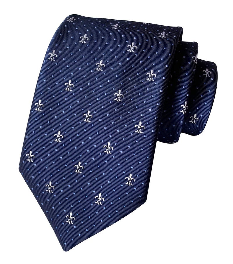 Elfeves Mens Blue Patterned Ties Novelty Dots Extra Long Necktie Birthday Gift for Son Friend Kids - Image 1